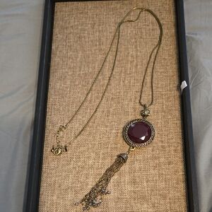 Elegant Plum Pendant Necklace with Tassel